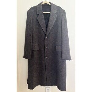 Pristine Vintage London Fog Mens 46R Singlebrest Wool Herringbone Gray Union USA